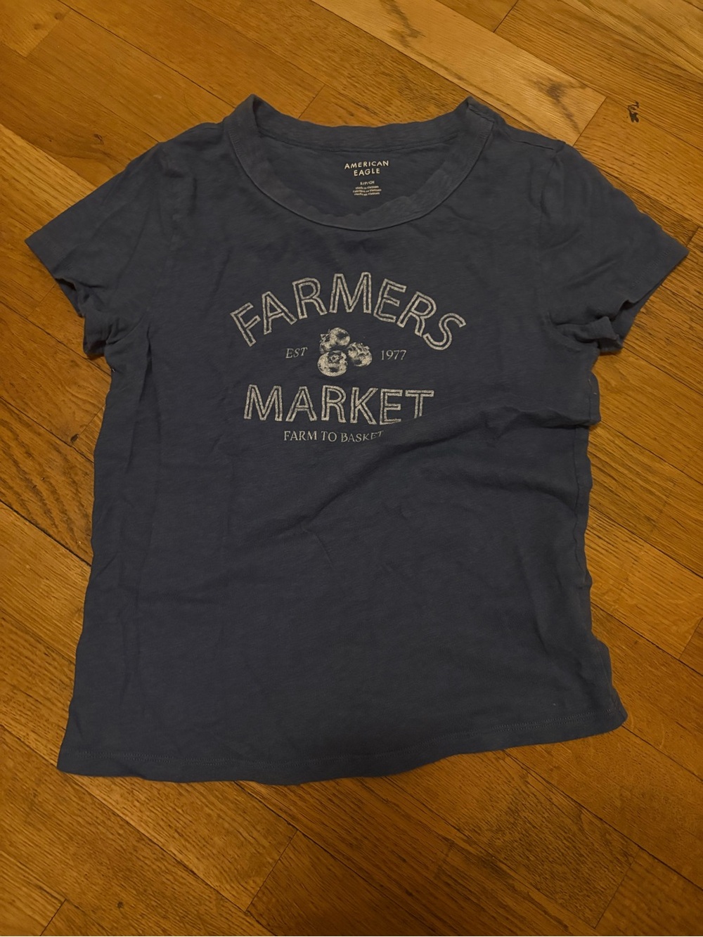 American Eagle Outfitters Navy Graphic 'Farmers Market' Tee